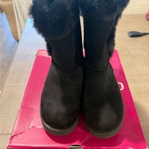 SO Women's Black Faux Fur Ankle Boots